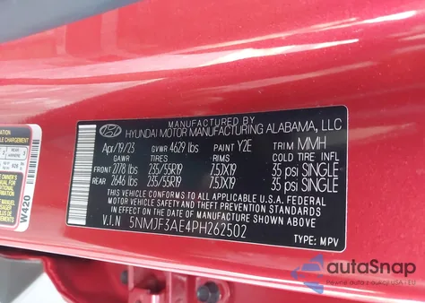 2023 Hyundai Tucson Sel z USA, uszkodzony, nr VIN 5NMJF3AE4PH262502